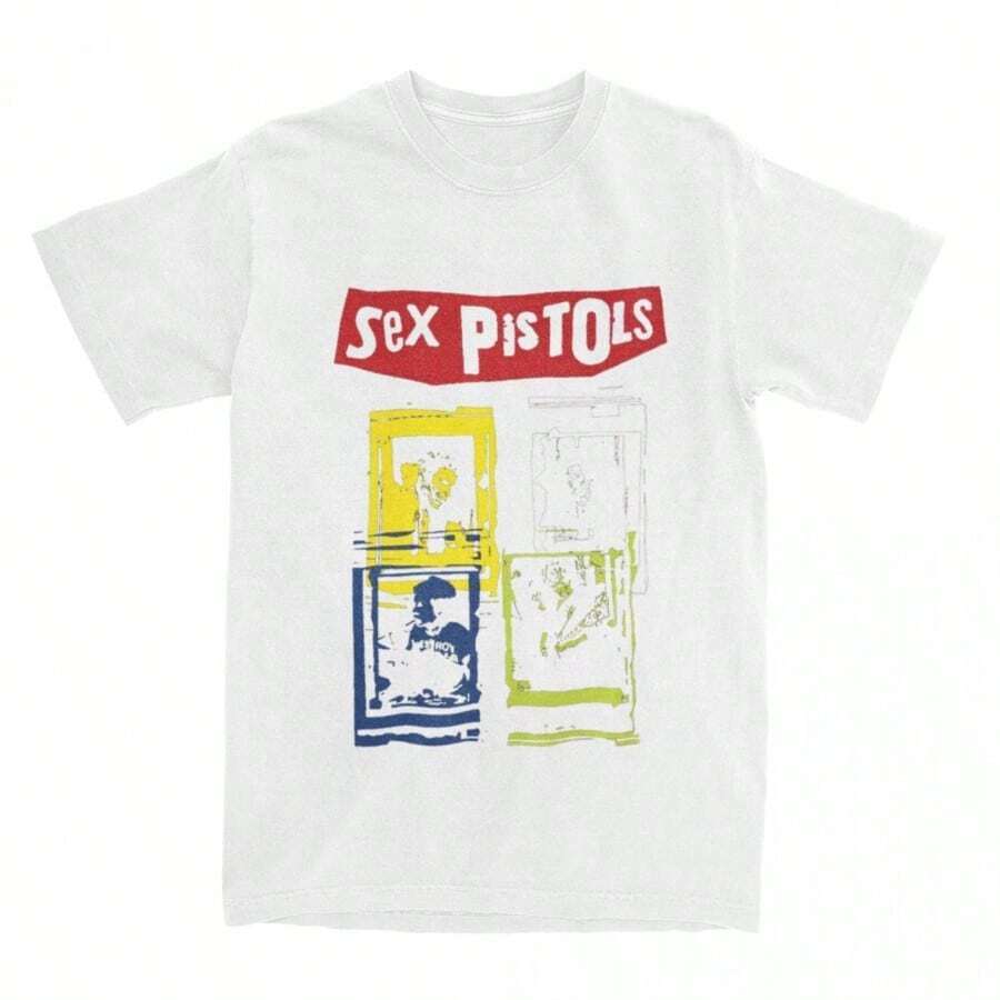 COOL SUMMER Hipster The Sexs Pistolss Runk Rock Band T-Shirts For Men Women Cotton Tees Shirt 4XL 5XL 6XL Clothes - White - View 1