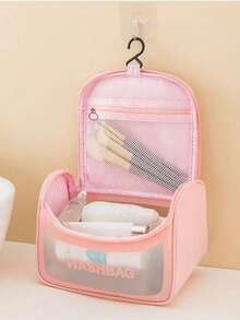 Portable Travel Cosmetic Bag,Waterproof Transparent Toiletry Bag,Alphabet Pattern Hanging Cosmetic Bag, Large Capacity Toiletries Storage Bag, Skin Care Bag, For Women Storage Organizer,Multifunctional Travel Bag