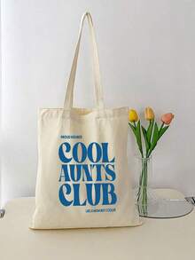 Aunt Cool Club 印花简约轻便便携经典休闲纯色手提袋，黑色可重复使用购物袋，可折叠旅行包，适合青少年、女性、大学生、教师、上班族，适用于办公室、户外活动、小学、中学、高中、工作、商务、通勤等场合。是送给老师、女性、女友和家人的最佳礼品袋，也是教师节的理想礼物。 - 彩色 - 查看 1
