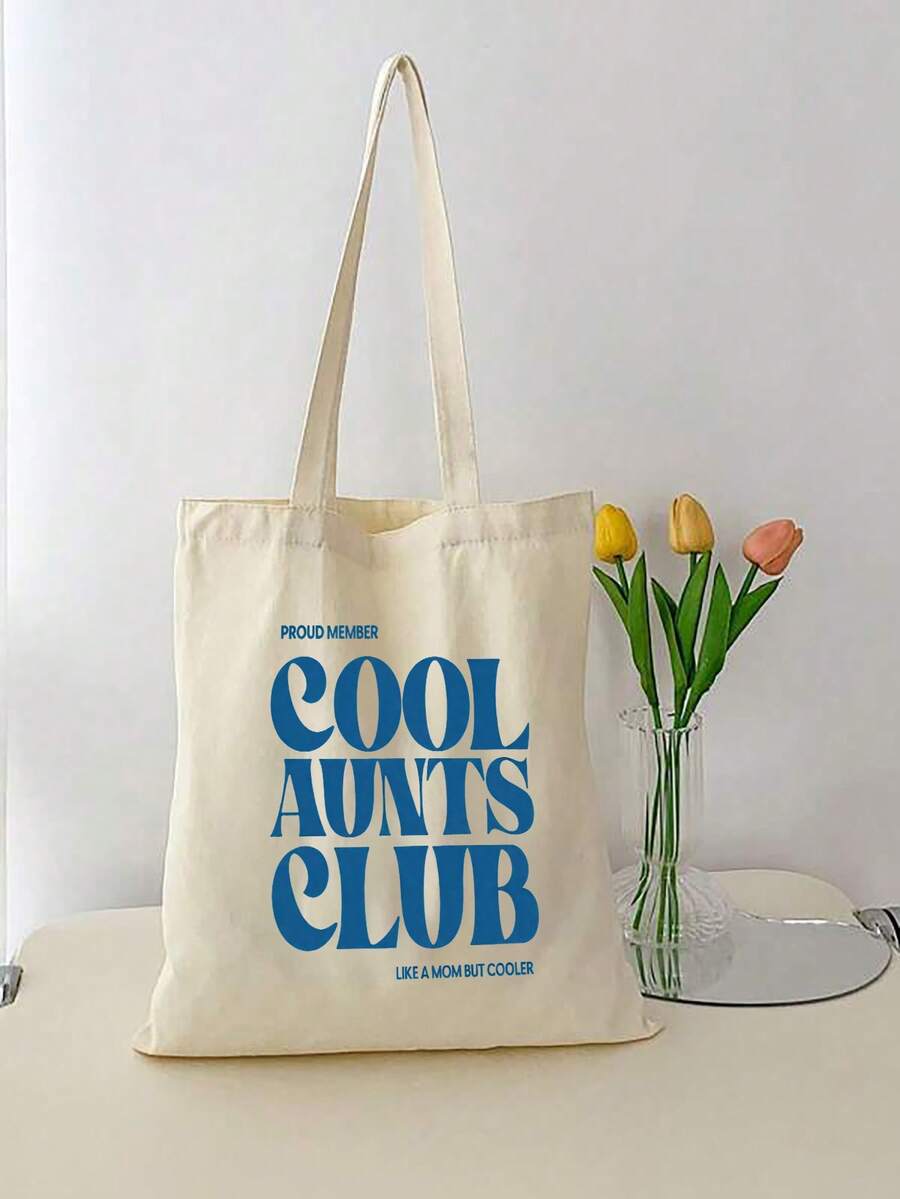Aunt Cool Club 印花简约轻便便携经典休闲纯色手提袋,黑色可重复使用购物袋,可折叠旅行包,适合青少年、女性、大学生、教师、上班族,适用于办公室、户外活动、小学、中学、高中、工作、商务、通勤等场合。是送给老师、女性、女友和家人的最佳礼品袋,也是教师节的理想礼物。 - 彩色 - 查看 1