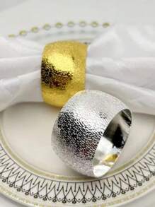 6 قطع خواتم مفارش المائدة من المعدن عالي الجودة بنمط خلية النحل البسيطة، مناسبة للعطلات وحفلات العشاء وديكور موائد الفنادق