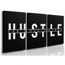 GUBIYU Black Hustle Grind Execution Wall Art Set Of 3 Framed Canvas Office Inspirational Motiviational Wall Decor Art Positive Quotes Posters Living Room Pictures Walls Decor Mens Guys 12x16 - 黑色002 - 查看 1