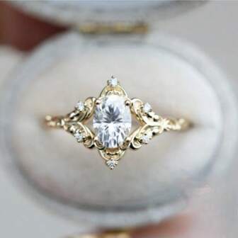 1pc Elegant Lace Edged Women's Ring, Suitable For Party, Anniversary, Engagement, Jewelry Gift For Ladies, Valentine's Day