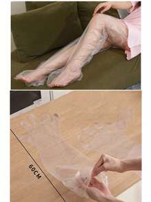 20片/100片一次性腿膜，透明塑料脚膜，防水足部和腿部护理，保湿，防裂，防冻伤，沙龙用腿膜，长度73厘米 - 白色 - 查看 8