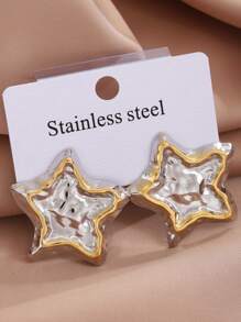 1pc Summer Shell Starfish Pearl Earrings Stainless Steel Ocean Style Gold Earrings Jewelry Women Beach Holiday Daily Wear
