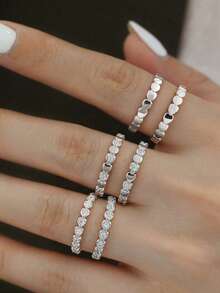 1pc 925 Sterling Silver Love Ring, Elegant Jewelry Gift For Women, Suitable For Dating Wear - Silver - View 4