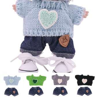 Doll Clothes Solid Color Sweater Jeans Set Patchs For 17cm Doll Clothing Accessories Festival Gift