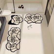 Alfombra de baño suave y absorbente, con forma de U para el inodoro, lavable, alfombra de entrada, alfombra de piso de inodoro simple de estilo europeo y americano, diseño antideslizante, suministros de decoración de baño, alfombra de piso de diatomita superior antideslizante para decoración del hogar