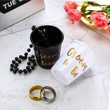 Bộ 12 ly rượu vang dùng trong tiệc cưới kèm dây chuyền hạt cườm - Ly chúc rượu cho cô dâu và chú rể, thích hợp cho tiệc độc thân của cô dâu và chú rể, dây chuyền hạt cườm cho ly nhựa, ly rượu nhỏ đeo cổ, dây chuyền hạt cườm cho phù dâu và phù rể, màu trắng, hồng, đen. - Nhiều màu - Xem 6