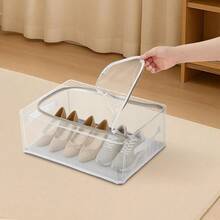 Under Bed Shoe Storage Organizer Foldable Shoe Box Clear Shoe Storage Organizer Space-Saving Shoe Rack Removable Window Breathable Shoe Organizer Shoe Storage Solution (L) - M - View 4