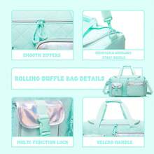 2pcs/Set Teen Girls Rolling Travel Bag Set, With Wheels, Travel Overnight Dance Bag, Includes Makeup & Toiletry Bag - Green X5102F - View 4