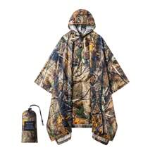 3-In-1 Multifunctional Hooded Rain Poncho With Neckline Buttons, Portable Raincoat With Pockets , Lightweight Rain Jacket For Adult Outdoor Activities