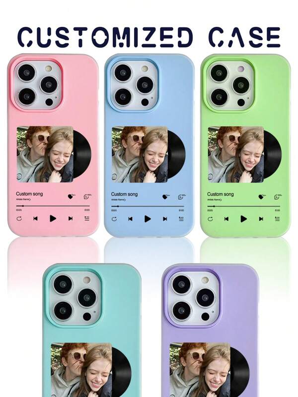 1 pieza Funda de teléfono personalizada con diseño de gelatina de frutas para iPhone 16/16Promax/15/14/11Promax/Xr/7plus/13pro/12promax/11, regalo para parejas, mejores amigos, familia, personalizada con música, arte, nombre, canción, diseño memorable, de moda, cubierta protectora de dibujos animados coloridos