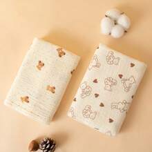 2pcs Replacement Organic Cotton Muslin Baby Swaddle Blanket, Cute Animal Print, High Quality, More Affordable, 80*80cm Large Size, Prevent Startle Reflex, Unisex Crib Blankets, Newborn Bath Towels, Soft & Breathable Wrap Set, All Season