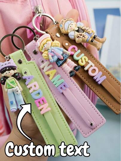 Custom Villain Letter Leather Keychain, Personalized Keychain, Customizable Text Purse Charms, Keychain For Women/Men, Personalized Gift, Gift Ideas, Monogrammed