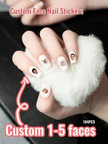 144pcs Custom Face Nail Sticker, Custom Nail Decals, Personalized Custom Photo Nail Waterproof Decals, Nail Tattoo, Fashionable Nail Art, Custom Nail Decals, Custom Face Sticker, Personalized Christmas Gift, Nail Sticker Practice Sheet, DIY Nail Art Sheet, 11.1*21.1cm, Idea Gift For Christmas, Birthday, Unique Gift For Family, Friends, Gift For Her Nail Supplies Nails - Multicolor - View 1