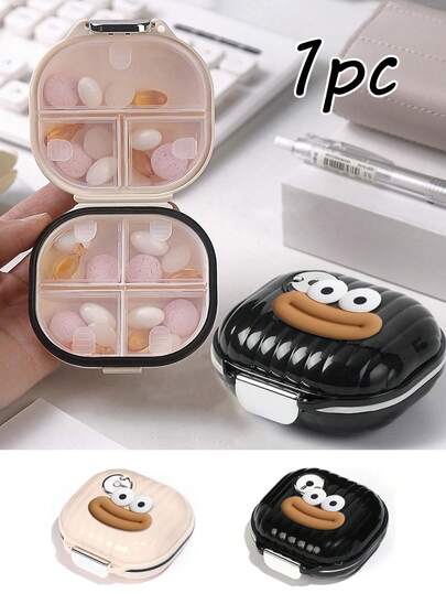 1个便携式药盒，装饰可爱有趣，现代宠物药品收纳盒，家用药盒，多隔层多功能药盒，药品收纳盒，便携式密封药盒，旅行药盒