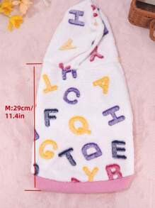 Pet Letter Pattern Hooded Flannel Bathrobe - White - View 8