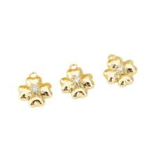 5 colgantes de trébol de cuatro hojas de circonita DIY, chapados en cobre con 18K, disponibles en colores oro y plata, accesorios de moda y minimalistas.