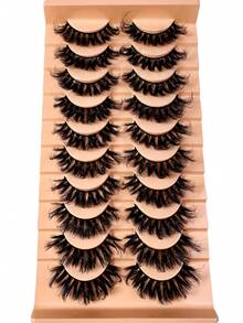 New 10Pairs Cat Eye Lashes Makeup Eyelashes 18mm 23mm 3D Mink Lashes Fluffy Wispy Volume Natural Long Cross False Eyelashes Eye Lashes Reusable Eyelash - màu đen - Xem 2