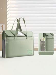 1pc Flip-Top Hand Carry Bag, Hook And Loop Flap Student Hand Carry Bag, Large Capacity Multi-Layer Thick A4 File Folder, Suitable For School, Weekend Tutoring, Classroom Gift, Back To School Season - Single Piece - View 9