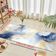 1 Stück goldene Samt Blau Abstrakte Kunst Flur Matte, Luxuriöser dekorativer Wohnzimmer Teppich, Weiche bequeme Lässig Laufmatte rutschfest waschbar Küchenboden Matten, Rutschfest Diatomit Küchenteppich, Küchenmatten - Verschiedenfarbig - Übersicht 18