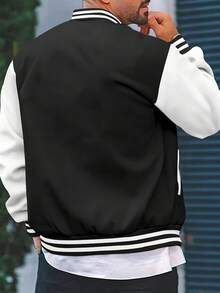 Áo khoác bóng chày nam dài tay dáng rộng, thiết kế phối màu năng động, thích hợp cho các hoạt động thể thao ngoài trời, kiểu dáng đa năng, độ dày vừa phải, phù hợp cho mùa thu. - màu đen - Xem 2
