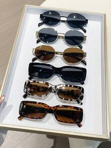 3pcs Geometric Pattern Y2K Casual Decorative Glasses Set For Women For Summer Beach Vacation,Outdoor,Travel - Multicolor - View 11