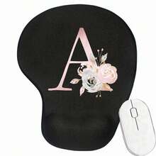 Pink Flower Letter Wrist Rest Mouse Pad Comfortable Hand Rest Support Non Slip Mice Mat Soft Pink Mouse Mat Deskpad For PC Laptop Computer - Black - View 12