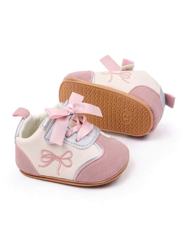 Baby Girls Shoes, Soft Sole Embroidery Bow Sneakers Non-Slip Toddler Shoes For Casual Daily