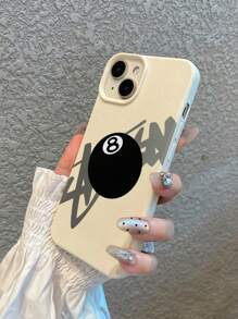 1 pieza Funda transparente con patrón de bola 8 negra, cubierta de protección suave a prueba de agua y anti-caídas compatible con iPhone 16/15/14/13/12/11 Pro Max/7/8 Plus, Galaxy y otros modelos
