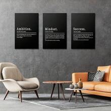 GUBIYU Black Hustle Grind Execution Wall Art Set Of 3 Framed Canvas Office Inspirational Motiviational Wall Decor Art Positive Quotes Posters Living Room Pictures Walls Decor Mens Guys 12x16 - A010 黑白 - 查看 7