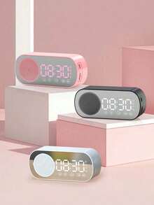 1 pièce Horloge miroir Haut-parleur Bluetooth Cadeau Horloge Réveil Haut-parleur intelligent avec caisson de graves, prend en charge la carte TF, l'affichage numérique LED USB, horloge électronique, décoration de la maison, décoration de la chambre, fournitures de retour à l'école - Multicolore - Voir 3