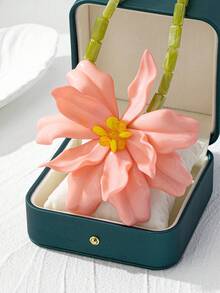 1件夸张橙黑扎染花卉手工串珠吊坠项链，3D立体花卉装饰项链，适合派对、休闲、优雅场合佩戴，季节性饰品 - 粉色 - 查看 3