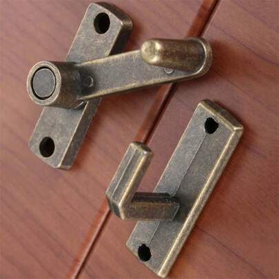 1pc/2pcs/4pcs/6pcs Vintage Bronze Sliding Window/Door Lock Handle, Zinc Alloy Metal Security Lock With Bolt, Wooden Box Lock Clasp Suitable For House, Bedroom, Bathroom, Durable And Easy To Install