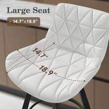 Counter Height Bar Stools Set Of 3, 26 Inch Modern Barstools With Backs, Counter Height Chairs With Pu Leather, Metal Legs, Footrest For Kitchen Island, Dining, White - White - View 4