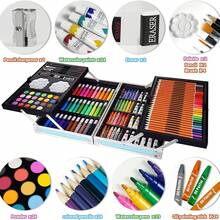 Komita® Kit De Dibujo Plumones Set De Arte Profesional De Dibujo Colores Marcadores Lápices 145pcs Aplicable A Técnico Para Principiantes, Artistas, Niñas Y Niños - Azul - Ver 2