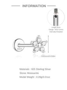 Pendientes de plata de ley 925 con flores de moissanita para mujer, aretes clásicos minimalistas, regalo de boda o para mamá, joyería fina