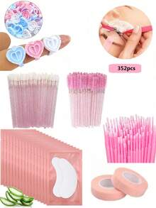 352/100/50件套初级睫毛嫁接练习套装，包含水晶睫毛刷、水晶清洁刷、迷你睫毛刷、睫毛嫁接隔离垫、隔离眼罩、清洁刷、橡胶圈支架，适用于美容院的睫毛嫁接师，化妆刷套装，化妆刷套装，化妆刷套装，全套化妆套装，化妆刷套装，化妆刷套装，化妆刷套装，化妆礼盒套装 - 彩色 - 查看 1