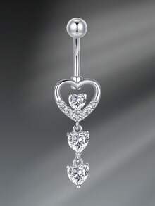 CIZME 1 件时尚不锈钢心形花蝴蝶肚脐环，适合女性日常装饰，14G 10mm 肚脐环穿孔首饰刻面方晶锆石吊坠肚脐环肚脐穿孔身体首饰 - 彩色 - 查看 14