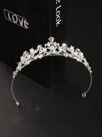 1pc Bridal Rhinestone Crown Princess Headpiece Hair Jewelry Accessories, Wedding Ornament