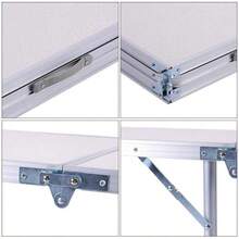 120x60cm Aluminum Folding Table With Top And Handle For Camping, Barbecue And Beach White - 檯面 - 查看 4