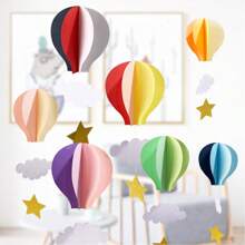 3D Hanging Decorations For Classroom - Hot Air Balloon, Clouds & Stars Party Decor | Nursery, Birthday, Baby Shower Backdrop | Kindergarten, Preschool, Homeschool Decoration,For School Supplies,Back To School