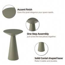 COZAYH Small Pedestal End Table Round Farmhouse Martini Table Wood Plant Stand Rustic Drink Table For Small Space Living Room, Walnut, Black, White, Sage Green - 光滑錐形底座灰綠色 - 查看 3