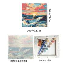 1pc Diy Digital Landscape Hand-Painted Filling Oil Painting With Pigments And Stress-Relieving Activities - Blue - View 5