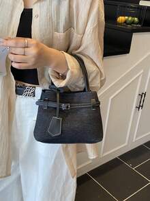 BELLEBORG Túi đeo vai vải canvas cổ điển màu sắc cao cấp, thích hợp đi làm và đa năng cho phụ nữ - màu đen - Xem 8