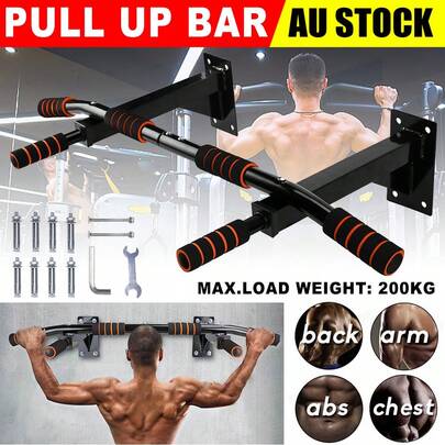 Pull Up Bar Wall Mounted Doorway Strength Training Home Gym Exercise Equipment