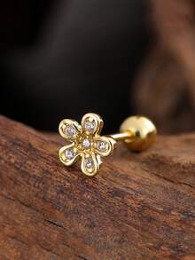 1 件不锈钢女士耳钉耳环，镶嵌闪亮锆石，扇形和雪花形，适合日常佩戴