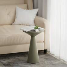 COZAYH Small Pedestal End Table Round Farmhouse Martini Table Wood Plant Stand Rustic Drink Table For Small Space Living Room, Walnut, Black, White, Sage Green - 光滑錐形底座灰綠色 - 查看 8