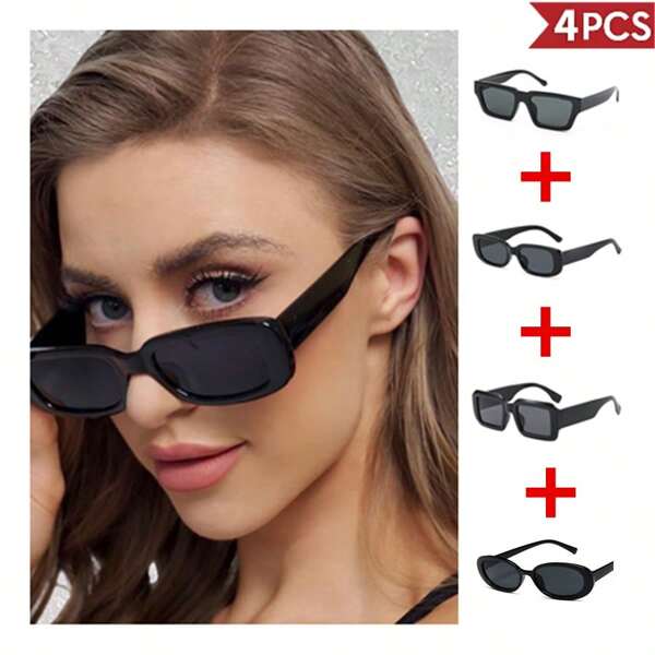 4 Pairs Unisex Retro Fashion Fashion Glasses, Suitable For Sports, Street, Beach, Vacation, Travel, Fishing, Driving, Beach, Outdoor Activities, Festivals, Outings, Street Style Accessories, Sports, Parties